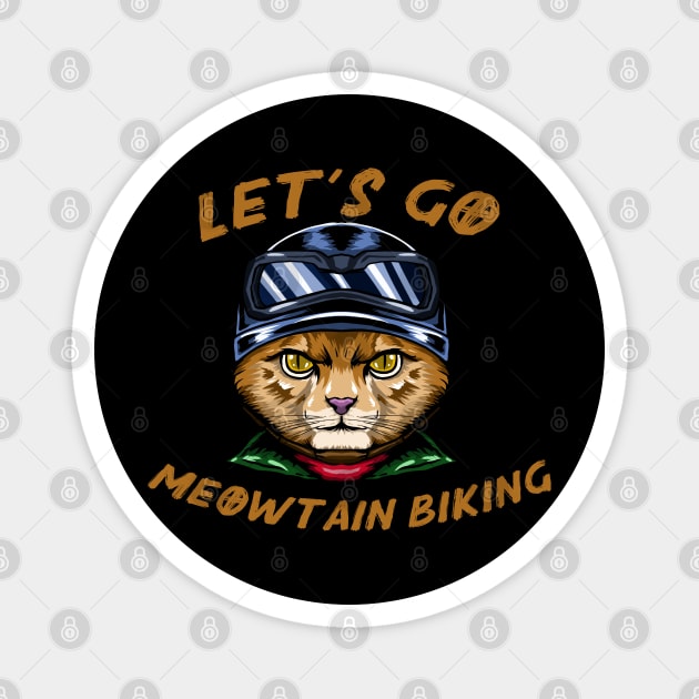 Let's Go Meowtain Biking Funny Cat Magnet by zofry's life